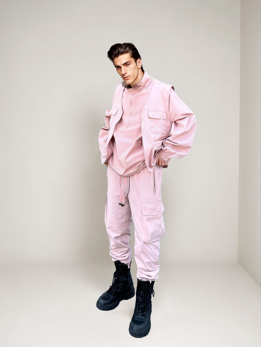 Custom wholesale factory selling menswear new trend single casual fashion street multi-color vest straight pants cargo set manufacture