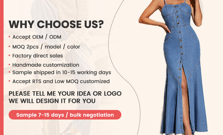 New Design Blue Maxi Dress Overall Casual Formal Single Button Fashion Sleeveless Maxi Denim Dress for Women details