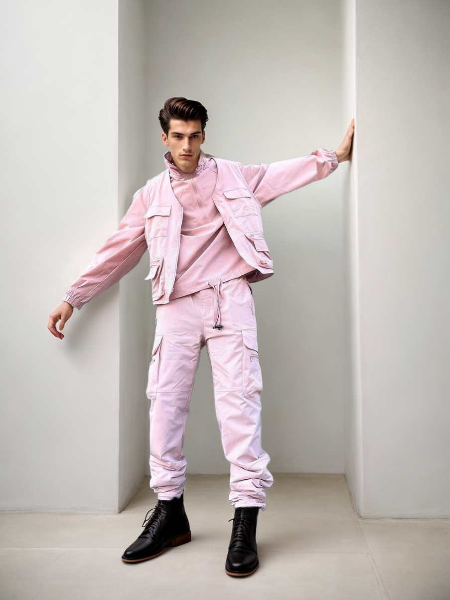 Custom wholesale factory selling menswear new trend single casual fashion street multi-color vest straight pants cargo set manufacture