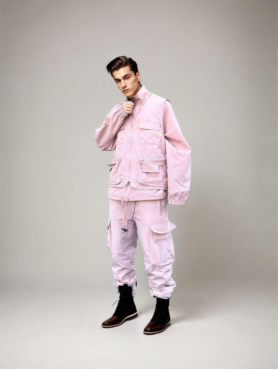 Custom wholesale factory selling menswear new trend single casual fashion street multi-color vest straight pants cargo set supplier