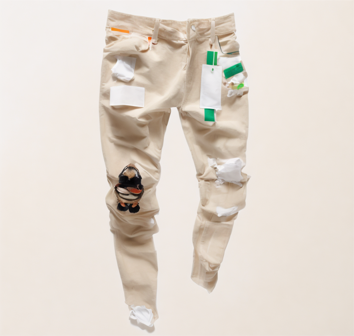 Italy Style Men's Distressed Art Patches Badge Pants details