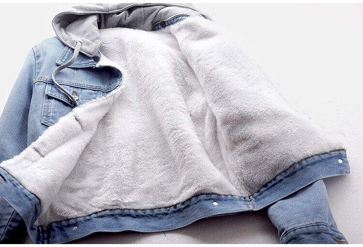 Ladies Womens Winter Sherpa Hoodie Jacket Casual Jeans Slim Fit Blue Denim Plus Size Women's Jackets manufacture