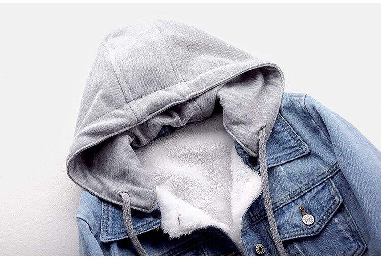 Ladies Womens Winter Sherpa Hoodie Jacket Casual Jeans Slim Fit Blue Denim Plus Size Women's Jackets factory