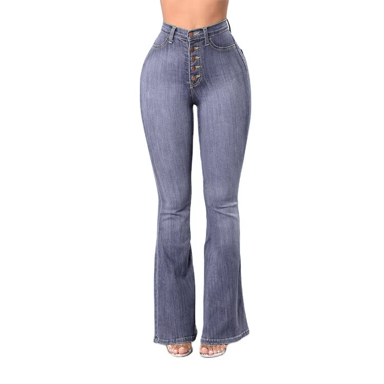 Ladies Skinny High Waist Jeans Hot Sale High Waist Women's Butt Lifting Denim Jeans Pants Wide Leg Pants Street Wear Pants Blue supplier
