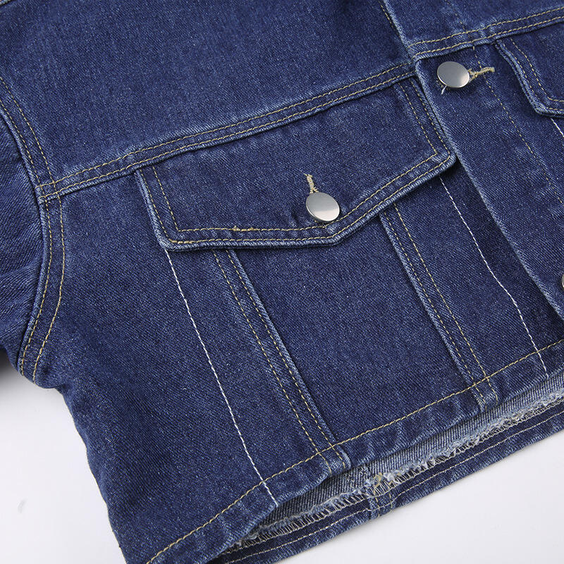 Spring New Arrival Solid Jeans Jacket For Women Turndown Collar Crop Top Women's Denim Jacket supplier