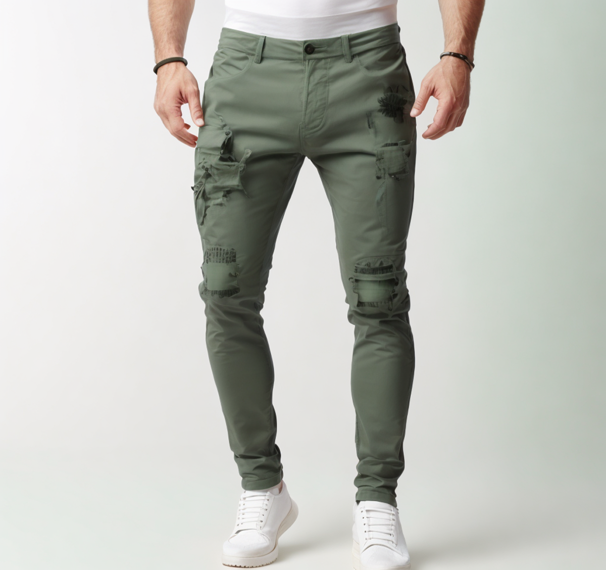 Hip Hop Streetwear Skinny Ripped Trousers supplier