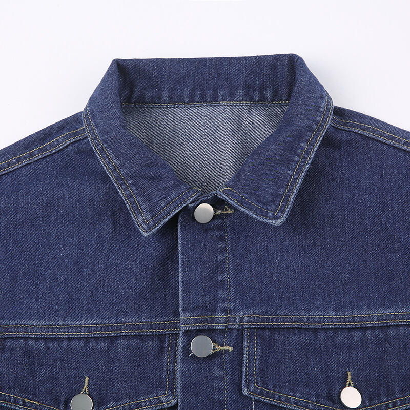 Spring New Arrival Solid Jeans Jacket For Women Turndown Collar Crop Top Women's Denim Jacket details