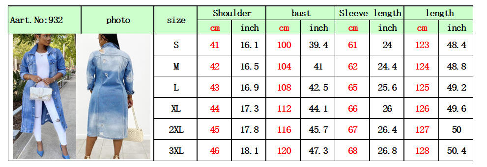 Denim Jacket Women's Solid Color Tassel Breasted Ripped Hole Long Denim Trench Coat factory