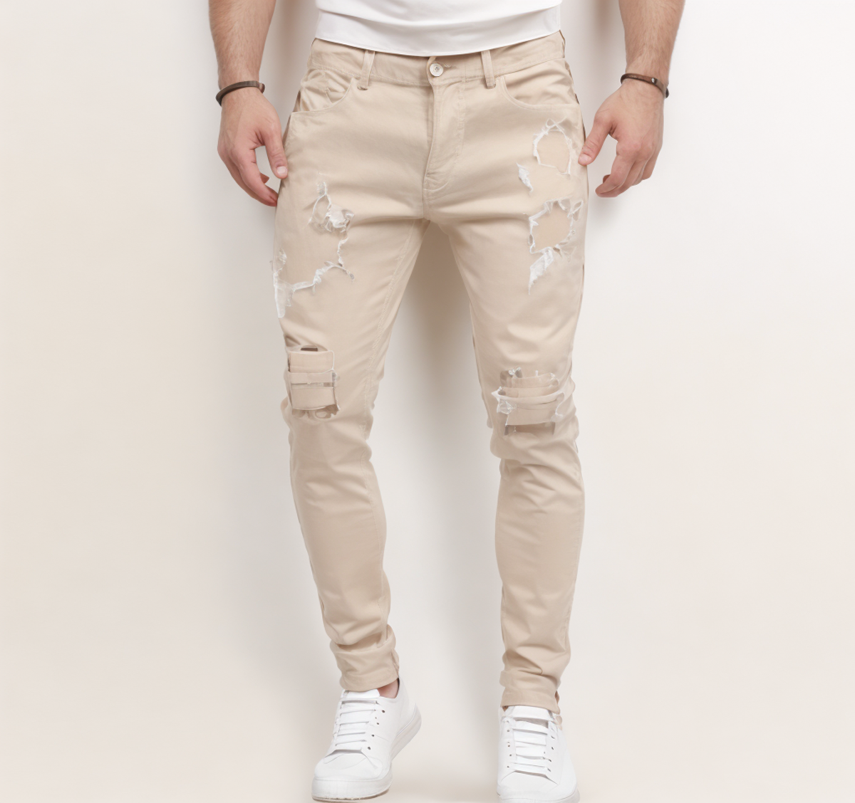 Hip Hop Streetwear Skinny Ripped Trousers details