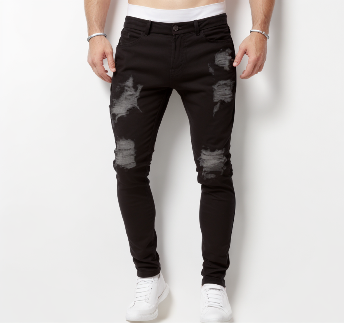 Hip Hop Streetwear Skinny Ripped Trousers manufacture