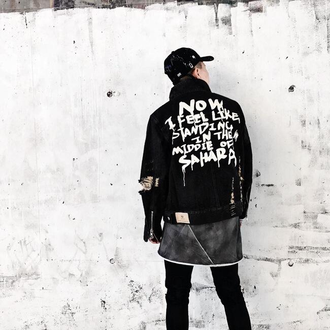 Custom Men Clothing Fashion Denim Jacket For Men Stylish Coats Jean Running Jacket With Back Printing Windbreaker Jacket details