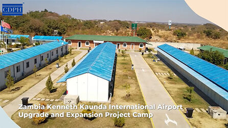 Camp du projet de modernisation et d'agrandissement de l'aéroport international Kenneth Kaunda de Zambie