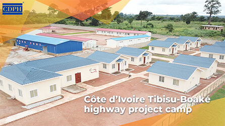 Campamento del proyecto de la autopista Tibisu-Boaké en Costa de Marfil