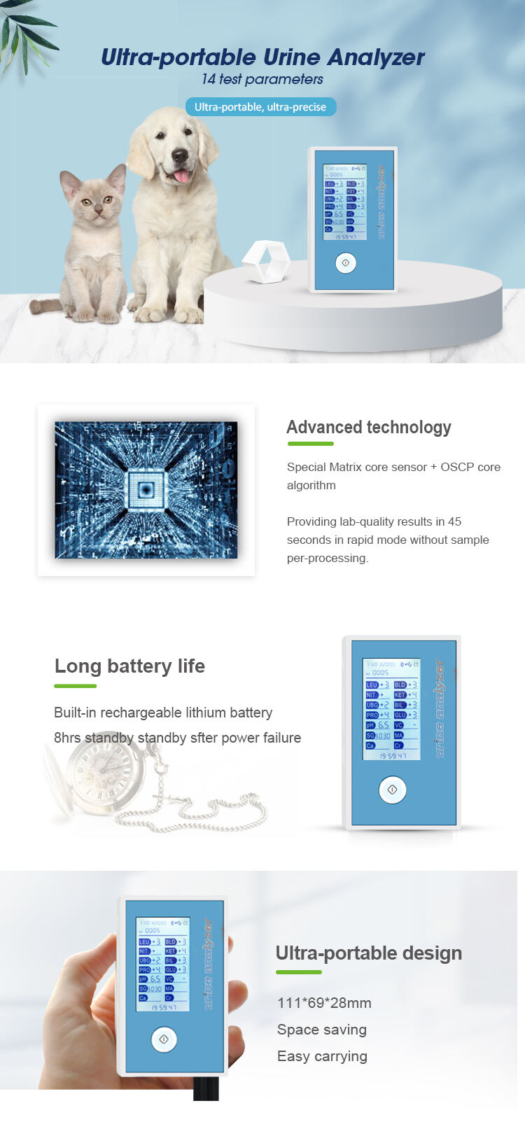 Vet Urine Test Chemistry Analyzer Veterinary Urine Analyzer with Rapid Test Paper details