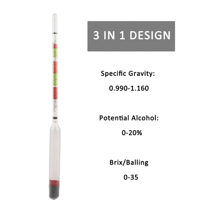 Hot selling 3 IN 1 Triple Scale Hydrometer Beer Wine Alcohol Tester details