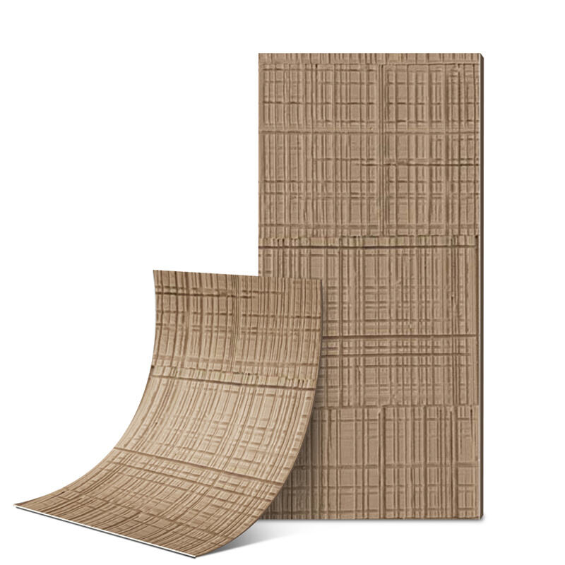Flexible Ceramic Tile Carve Wood Board Teakwood Brown