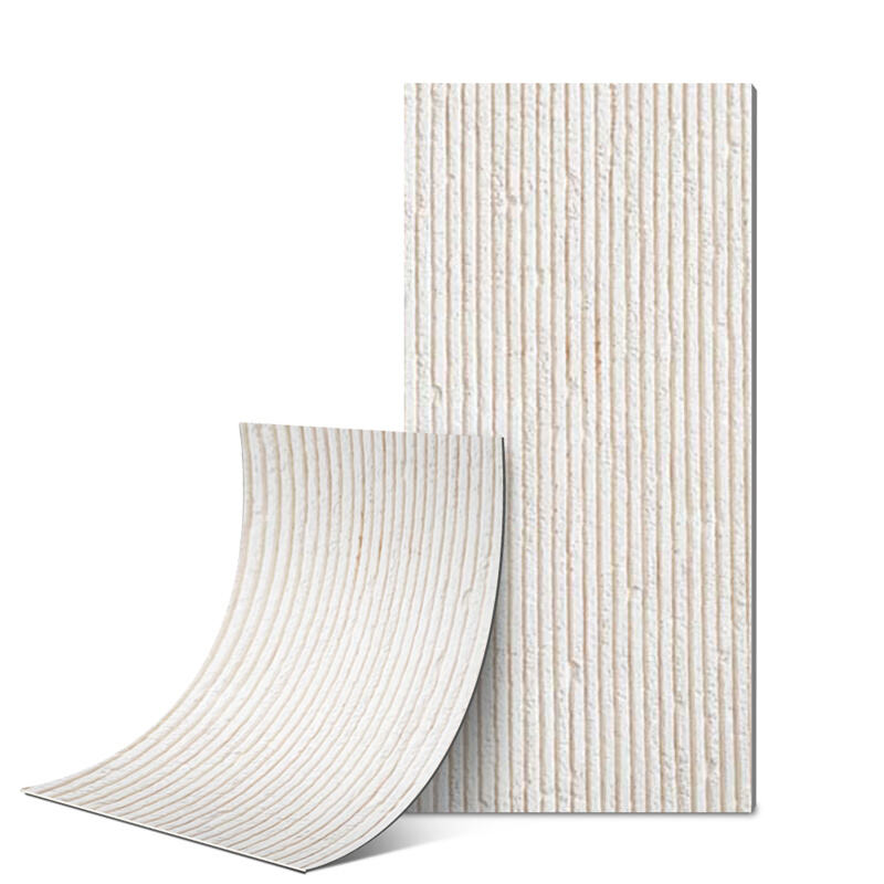 Flexible Ceramic Tile Squre Line Stone Cream White
