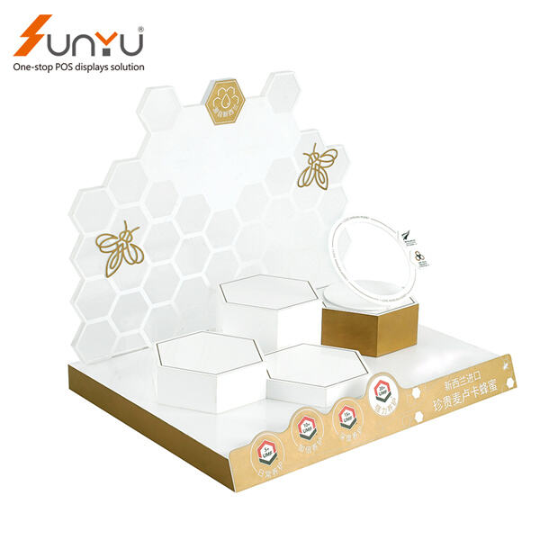 Create a clean and stylish presentation with white acrylic display stands.