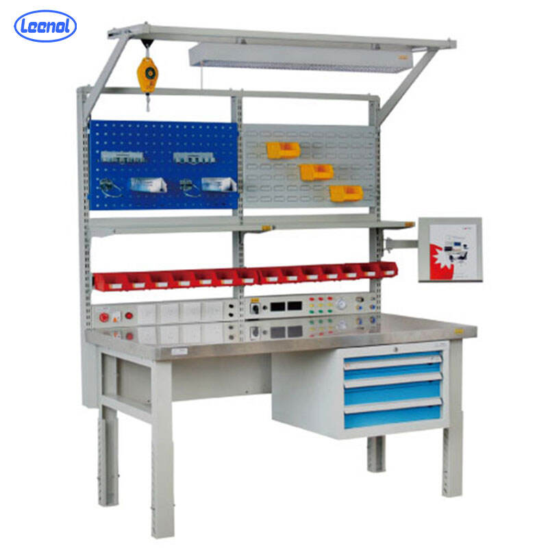 Leenol laboratory worktable esd lab wood steel workbench esd cleanroom workbench esd bench antistatic workbench with cabinet factory