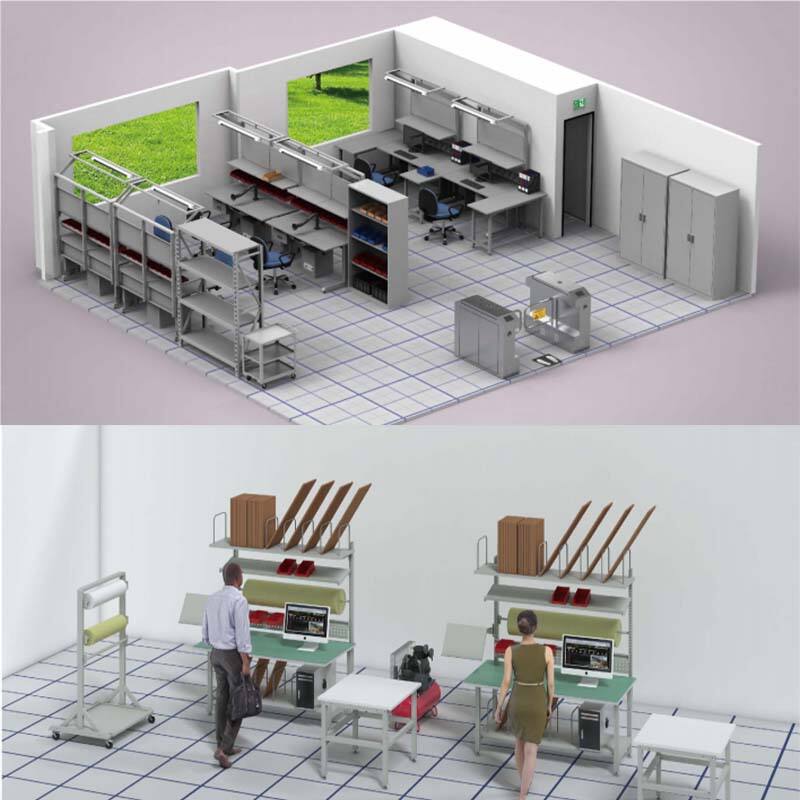 เฟอร์นิเจอร์เวิร์กสเตชันในห้องปฏิบัติการ esd อิเล็กทรอนิกส์ป้องกันไฟฟ้าสถิตย์สแตนเลสโต๊ะทำงานเชิงพาณิชย์/โรงงานซ่อมเวิร์กสเตชันโทรศัพท์มือถือ