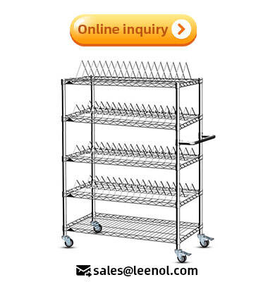 Carbon Steel SMD SMT ESD PCB Reel Shelf 5 tiers Chrome Wire Storage Shelving Rack Trolley Cart manufacture