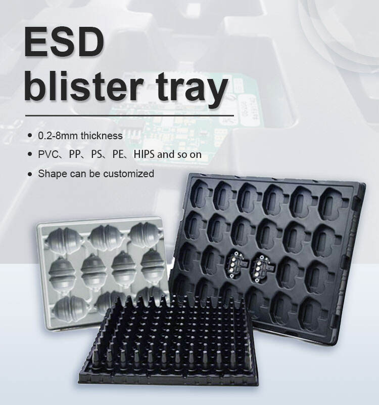 Leenol Durable Electronic Turnover Component PS Plastic Insert Tray ESD Vacuum Formed Disposable Blister ESD Packing Manufacture supplier