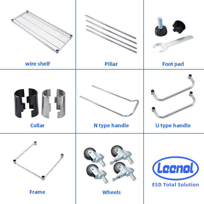 Industrial Factory ESD Carry Metal Trolly Cart With Wheels/Heavy Duty ESD Trolley factory