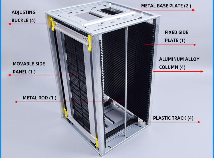 อุตสาหกรรม SMT ESD PCB จัดเก็บชั้นวางจอแสดงผลนิตยสารโลหะสีดำแบบยืนฟรี