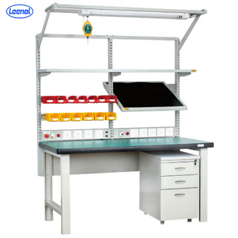 Leenol laboratory worktable esd lab wood steel workbench esd cleanroom workbench esd bench antistatic workbench with cabinet details