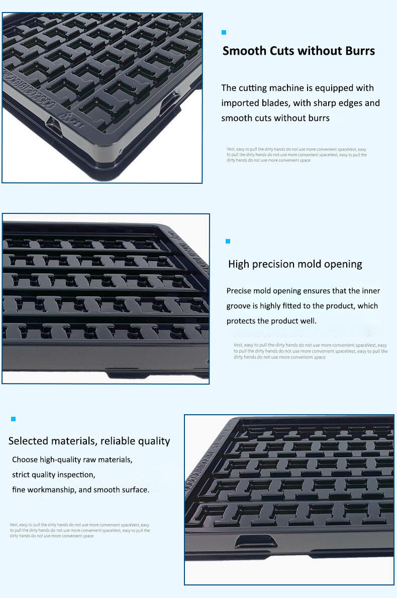 Leenol Black ESD Antistatic PET Plastic Blister Packaging Divided Tray for Electronic Component factory