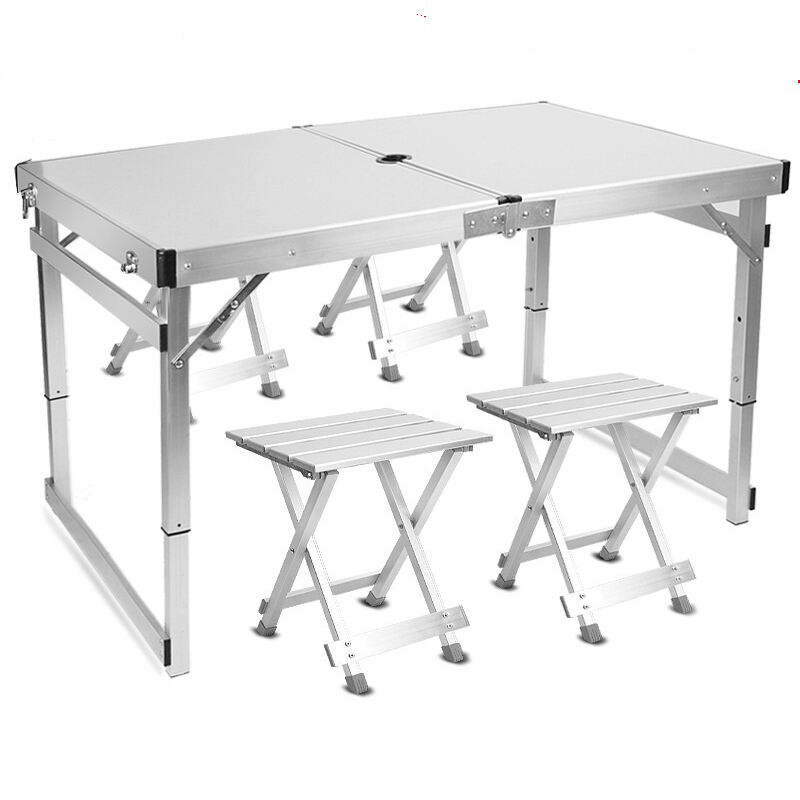 LWJY1-aluminum set 2-3 Juego de mesa y silla plegables para exteriores, ligeros y plegables para ocio, para 4 personas