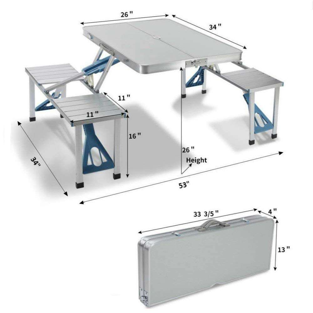 LWJY1-aluminium set 1 Opvouwbare lichtgewicht vrijetijdsbesteding 4-6 personen Outdoor klaptafel en stoelset met draagtas