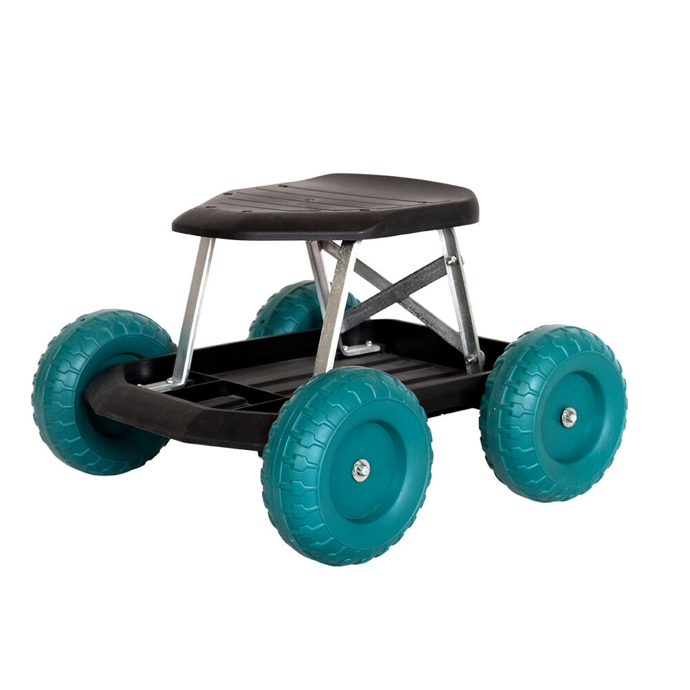 Matatanggal na Metal Frame Portable Heavy Duty Magaang Plastic Garden Rolling Seat Work Cart
