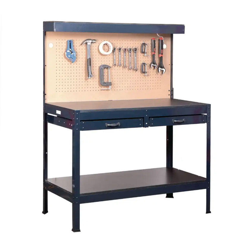 Металлический верстак, верстак для инструментов, рабочий стол с железным каркасом и выдвижным ящиком, гаражный верстак