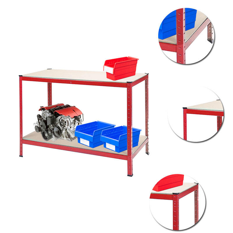 2 Tier Metal Workbench Tool Work Table Garage Workbench