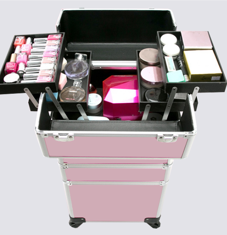 Chen Gong Box new pattern Makeup Case 4in1 Cosmetic Trolley Makeup Artist Travel Train Case Nail Organizer Box factory