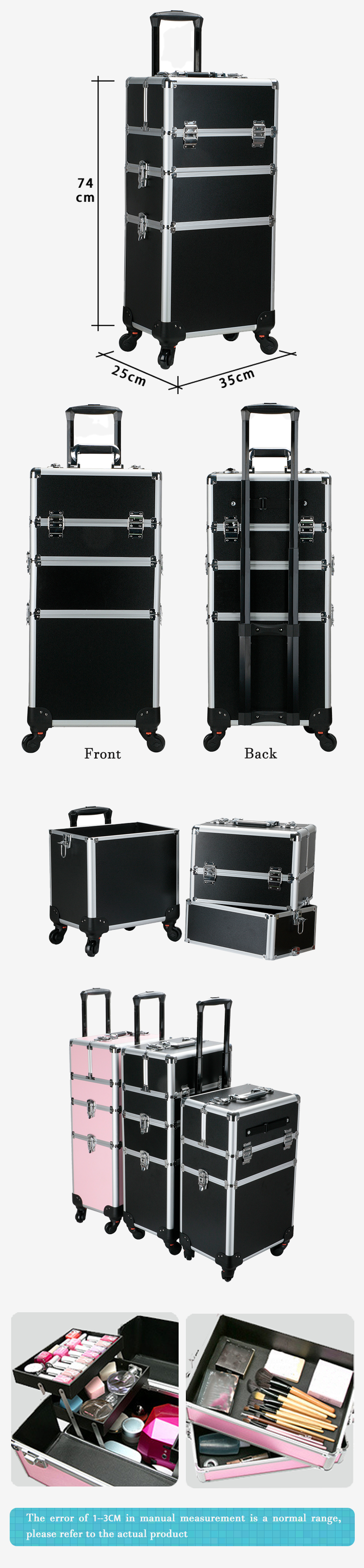 Chen Gong Box new pattern Makeup Case 4in1 Cosmetic Trolley Makeup Artist Travel Train Case Nail Organizer Box supplier