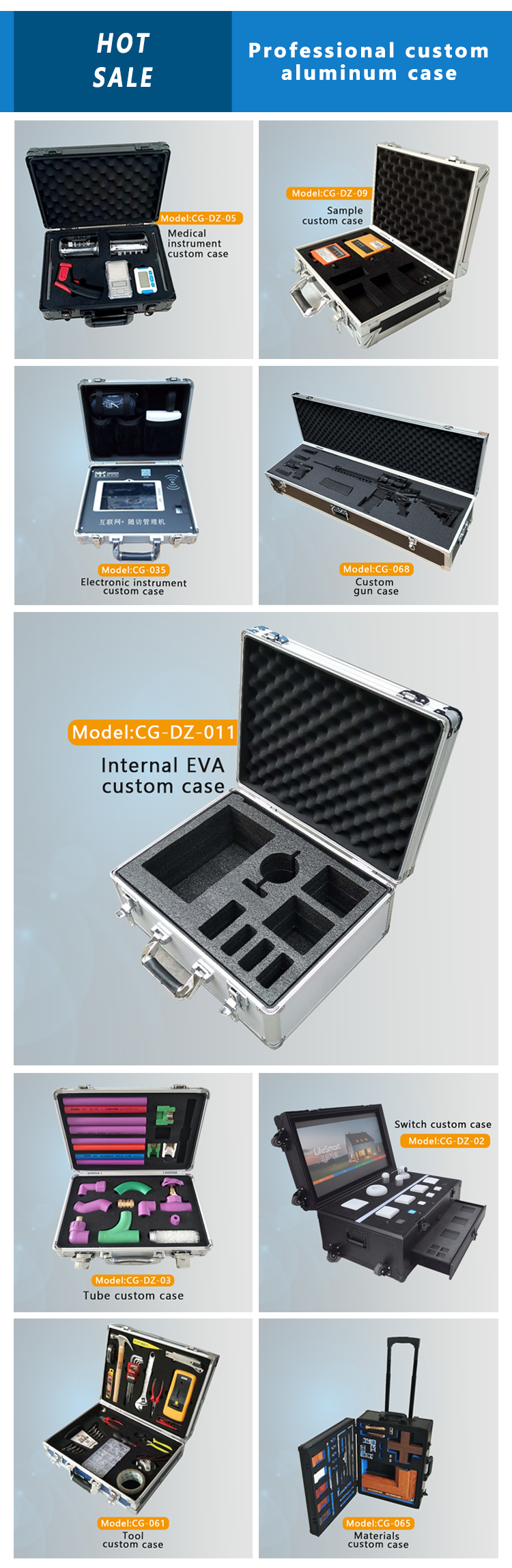 Customizable OEM/ODM Aluminum Trolley Case with Removable Lid and Wheels Display Flight Case manufacture