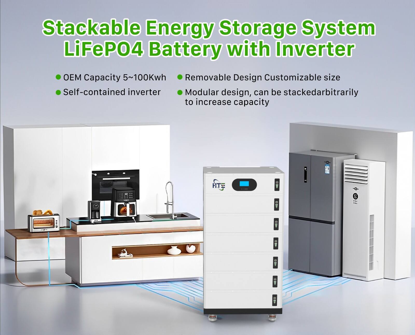 Eco-Friendly 10kWh Solar Battery 48V 200Ah LiFePO4 With 6000 Cycles For Home Energy Storage details