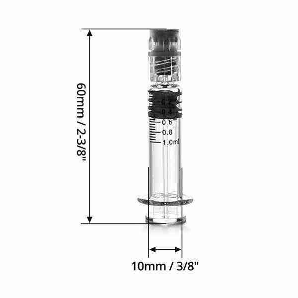 The Borosilicate Glass Luer Lock Syringe 1ml is perfect for measuring small amounts of liquids