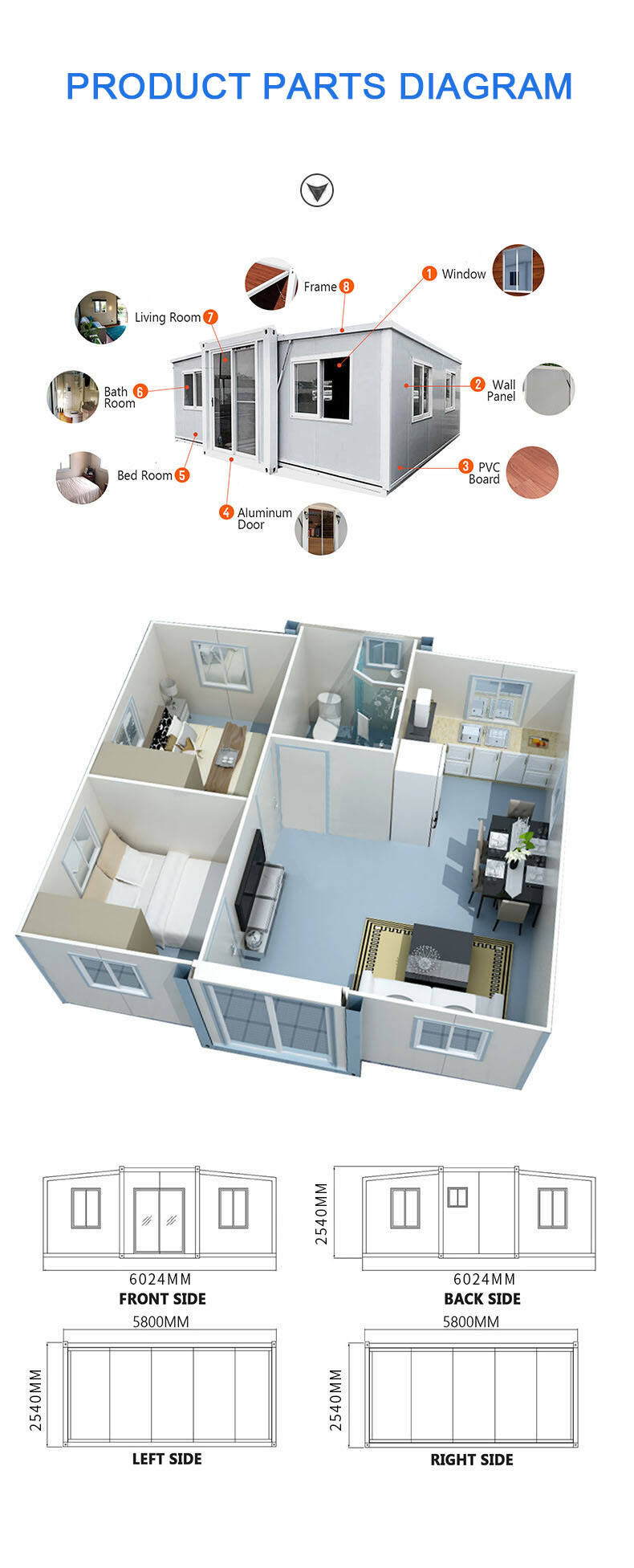 Factory extended foldable prefab container homes 20ft40ft folding living container expandable cabin foldable container house manufacture