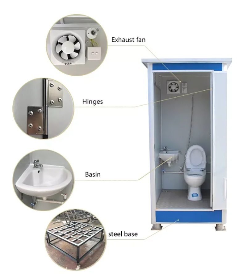 Ready To Use Prefab House Chemical Toilet Outdoor Mobile Toilet Piece Mobile Toilet Trailer Portable Bathroom Cabin factory