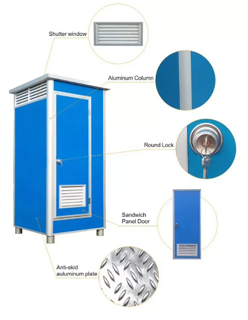 Ready To Use Prefab House Chemical Toilet Outdoor Mobile Toilet Piece Mobile Toilet Trailer Portable Bathroom Cabin details