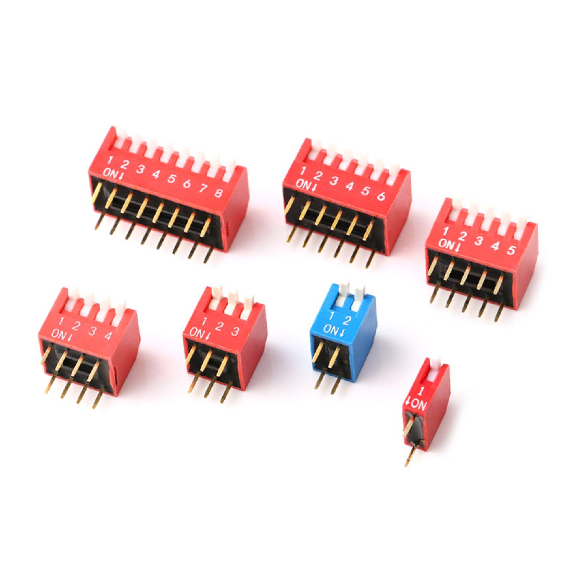 2.54mm pitch 1-8 position side dial Dip switch THT