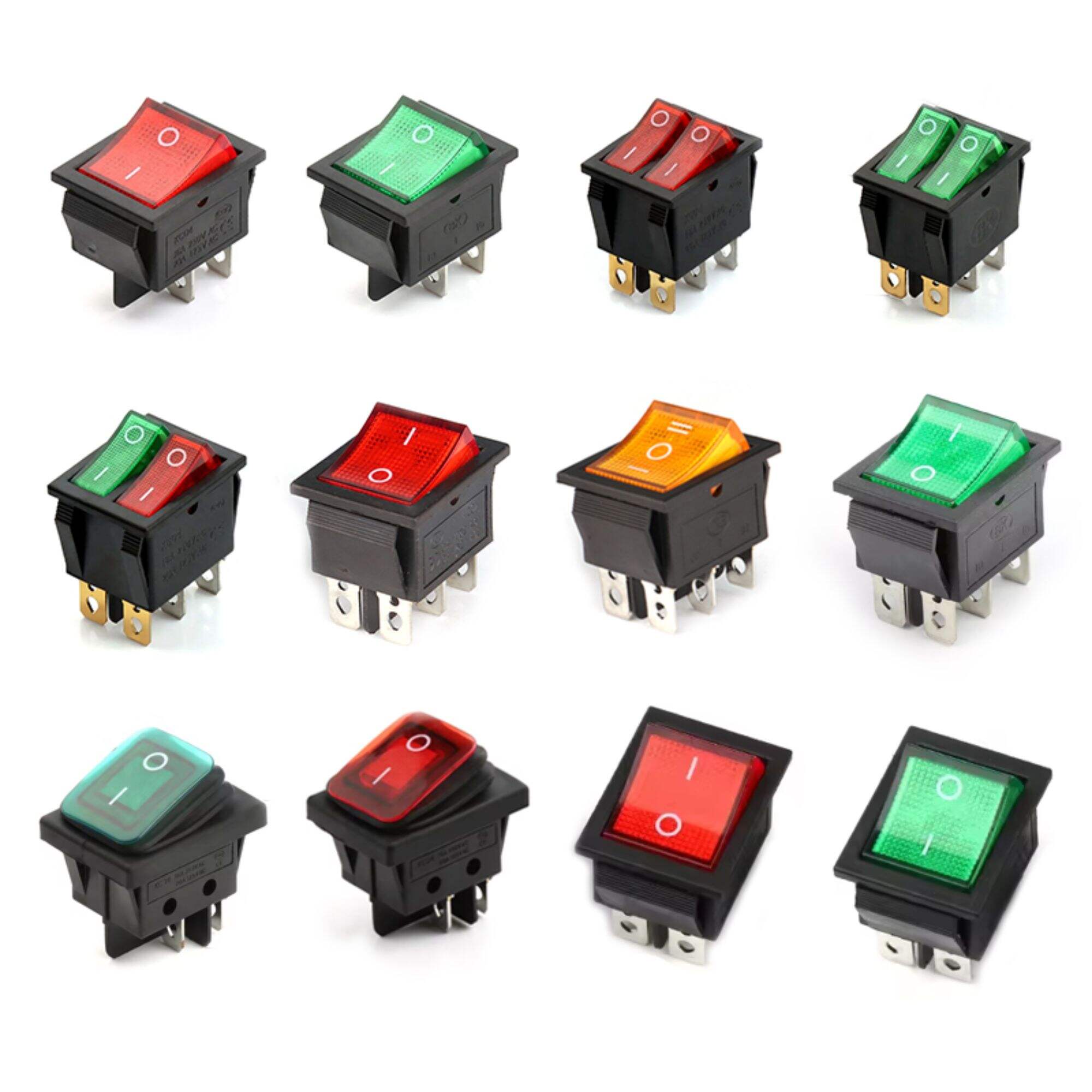 KCD4 rocker switch 6pins 4pins white red black green rocker switch