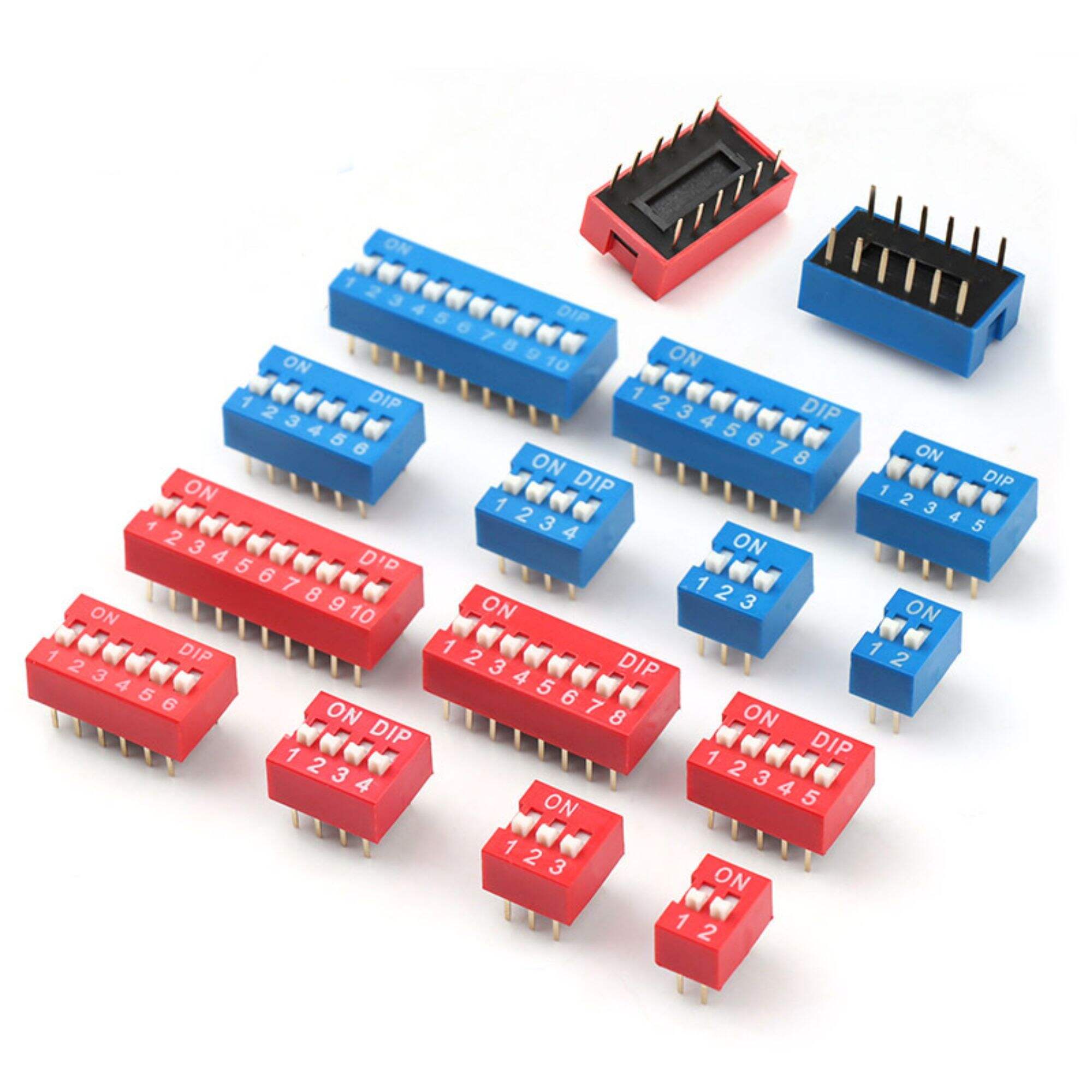 2.54mm 1-12 position dip switch Red&Blue