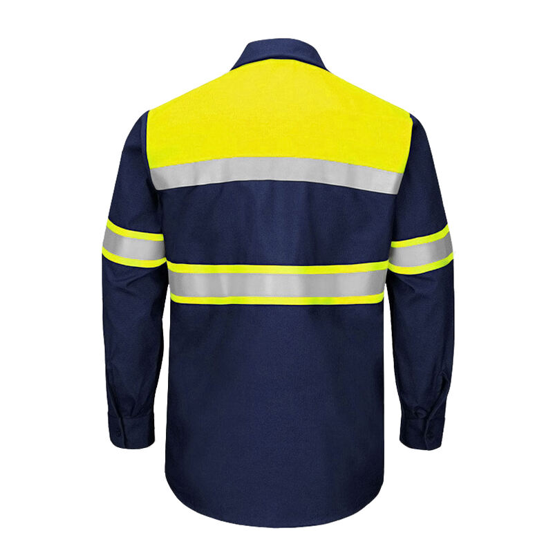 Wholesale Hi-Vis 100% Cotton Reflective Shirt Industrial Security Workwear Long Sleeve Safety Clothing factory