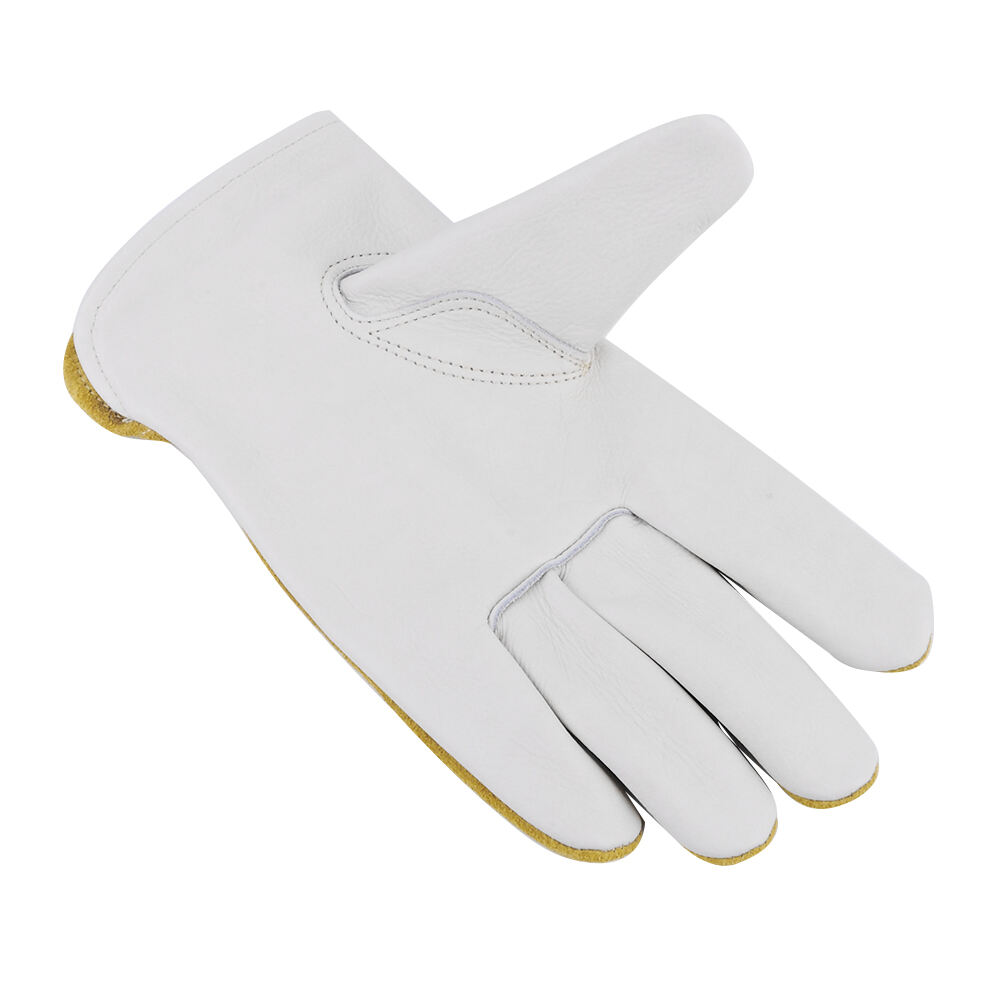 Cow Leather Driver Gloves Leather Garden Work Gloves With Keystone Thumb details