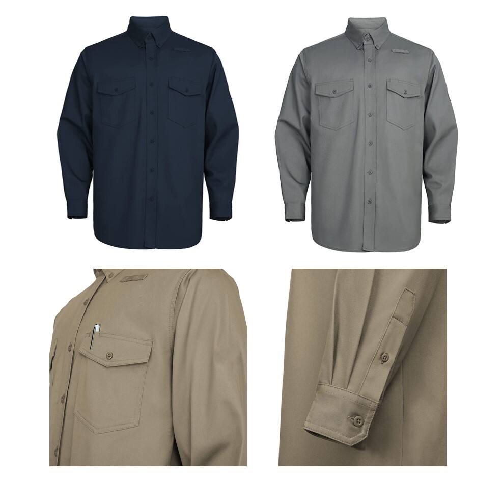 High Quality  NFPA 2112 FR 100% Cotton Flame Retardant Shirt CAT 2 Welding Fireproof Workwear Safety Jacket details