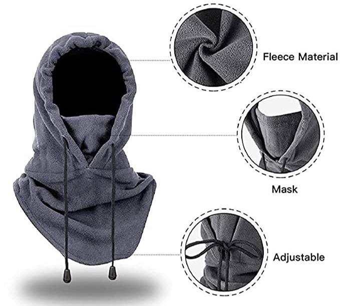 100% polyester polar fleece balaclava ski mask windproof winter neck gaiter unisex heavy fleece hood snow gear supplier